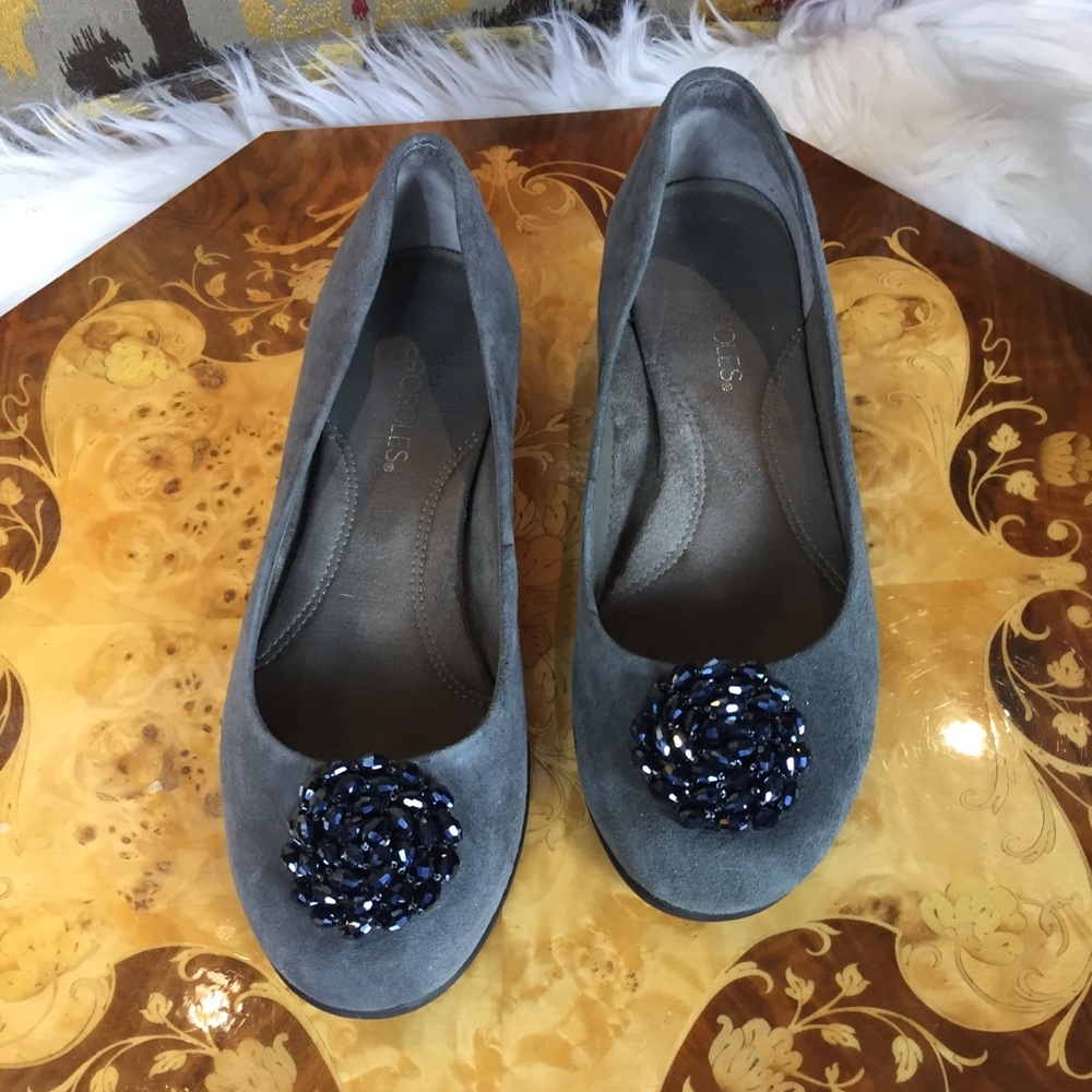 Aerosoles Becxotic Grey Suede Ballerina Flats